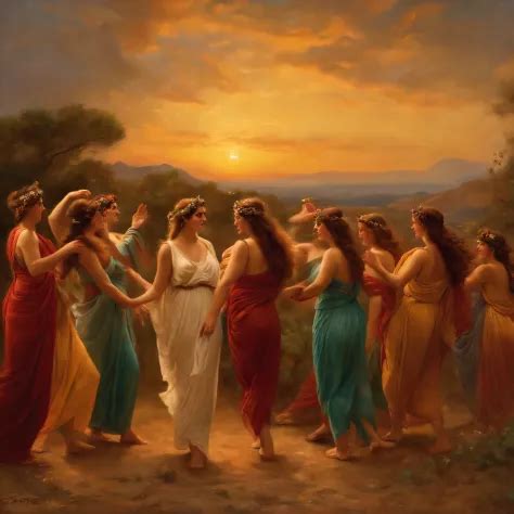 spirits of nature depicted as beautiful maidens|Dionysus & Maenads .